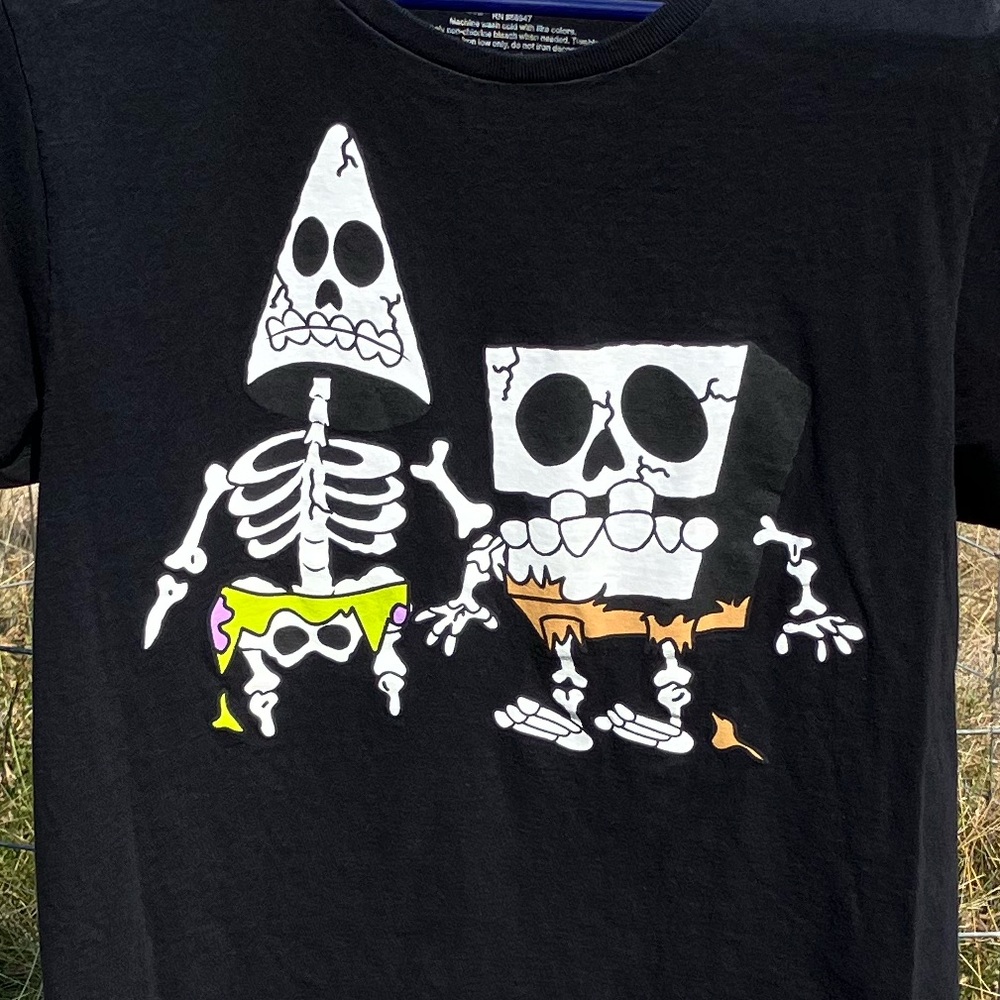 Halloween Skeleton SpongeBob SquarePants and Patrick Star Kids T-shirt. Size M